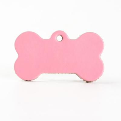 China Fashion Pink Leather Dog Pet Business Card Cat Tag Custom Laser Engraving ID Tag Pet Tag for sale