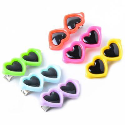 China Korean Popular Decorative Pet Glass Hairpin Cat Dog Hairpin Stocked Heart Shaped Accessories for sale