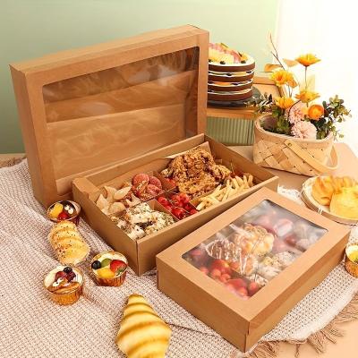 China Food Packaging Kraft Paper Gift Box with Gablie Lids and Handles for sale