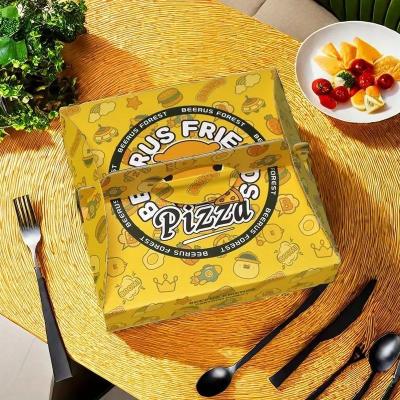 China Kraft Paper Take Away Pizza Box With Sponge Liner Type Stickers And Aluminum Foil for sale