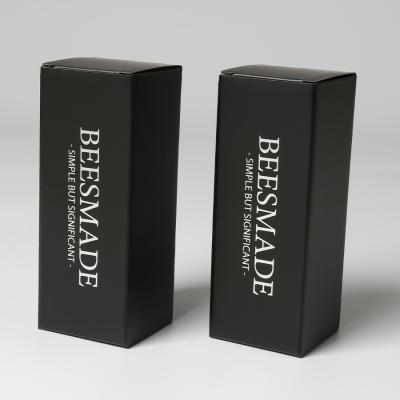 China Black Paperboard Packaging Cosmetic Box Tuck Top Lotion Box Packaging Wholesaler for sale