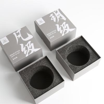 China Custom Printed High End Grey Board Jewelry Boxes with Gold Foil and Sponge Lining for sale