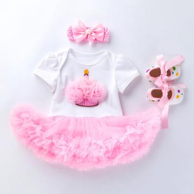 China MIA 3Pcs/set Fashion Anti-Shrink Rompers For Toddler Girls Chiffon Tutu Birthday Party Romper Dress Pretty for sale