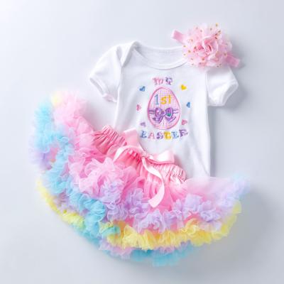 China MIA New Fashion Baby Anti-Shrink Skirt Set Easter Egg Baby Dresses For Girls 3pcs/set Rompers For Girls 10-12 Month for sale