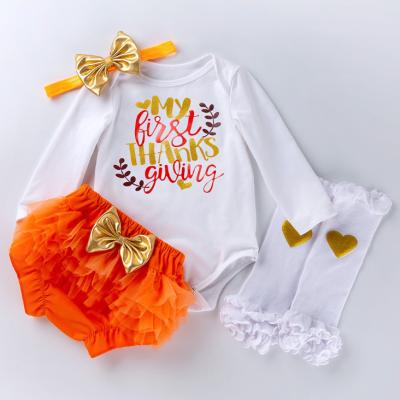 China MIA New Thanksgiving Anti-Shrink Rompers With Baby Bloomers 6-9 Months Fall Custom Printed Rompers For Toddler Girls for sale