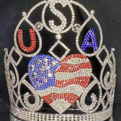 China Pageant OK CROWNS Rhinestone Pageant Crowns I Love USA Patriotic Crowns for sale