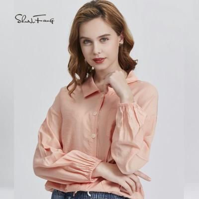 China Fashionable Top Style Shirt Lapel Sustainable Slim Fit Shirt Cropped Top Ladies Shirt for sale