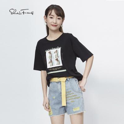 China Wholesale Cheap Anti-wrinkle Fashion Ladies T-shirts Printed Shirts Ladies T-shirts for sale