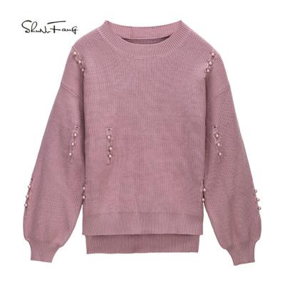 China 2021 Hot Selling Fashionable Beautiful Anti-wrinkle Women's 100% Cotton Sweaters For Girl for sale