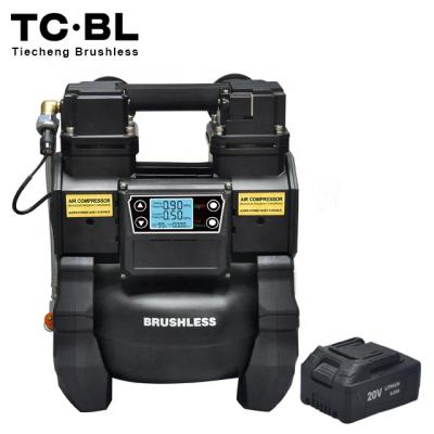 China Portable Air Source Oil Free Car Brushless 0.8HP Tire DC Compressor 18V 5L Mini Oilless Cordless Pneumatic Alum. tank for sale