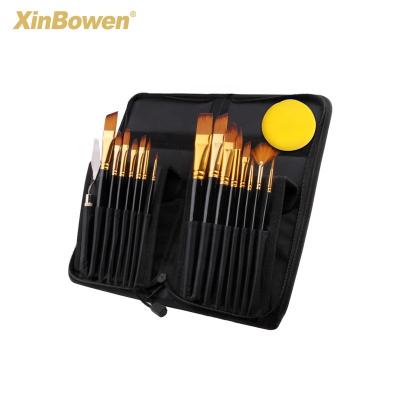 China Factory Wholesale 17pcs Acrylic/Watercolor/Oil Painting Set Professional Artist Painting Brushes Set Oil Painting Artist Brush With Canvas Bag for sale