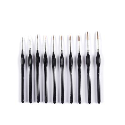 China Hot-selling Painting Line Artist Triangular Drawing Brush Pen 10 Pcs Nylon Hair Grip Detail Brush Hook Hook Set for sale