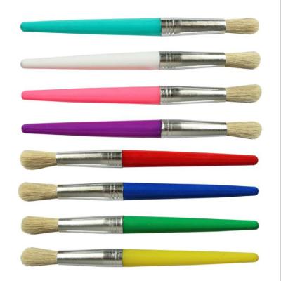 China Xinbowen 4Pcs Kids Paint Brushes Plastic Set Candy Color Handle Bristle Oil Painting Brushes for sale