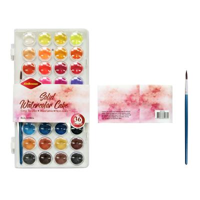 China 1 set of Xinbowen watercolor brush+36 watercolor paint box professional nylon non-toxic transparent pack 36 colors washable solid for sale