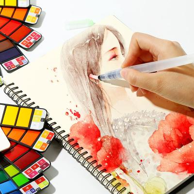 China Solid Paint 18 Color Fan Watercolor Pigment Set Transparent 42 Watercolor Paint for sale