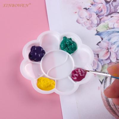 China Xinbowen Wholesale 8.5Cm Flower Shape Watercolor Acrylic Oil Paint Small Size Palette Mix Paint For Painting for sale