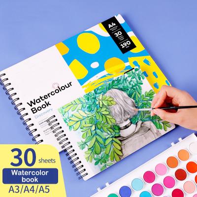 China Hot Sale A3/A4/A5 Scratch Art Supplies Water Color Painting Book 190g Watercolor Sketchbook Paper Loose Leaf Hand Painted Drawing Paper for sale