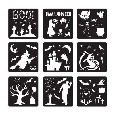 China DIY Xin Bowen 9 Sheets Painting New Template HAPPY Halloween HALLOWEEN Hollow Stencils for sale