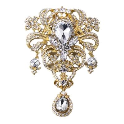 China European and American high-end crystal jewelry dress accessories rhinestone crown brooch new five flowers fashion jewelry brooch old five small headed for sale