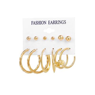 China The 2023 New European and American FASHIONABLE 9 Pair Alloy Popular Personalized Beads Set Earrings Temperament Tassel Earrings for sale