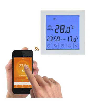 China Adjustable Air Conditioner Touch Screen Thermostat Water Heating Wifi Cooling Thermostat With Mobile App For HVAC System for sale