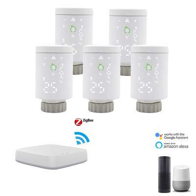 China Modern Wireless Zigbee 5pcs Radiator Thermostat Valve Hub And 1pcs Tuya Gateway Price for sale