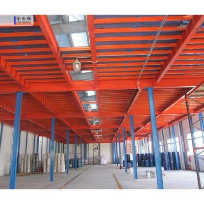 China Custom Interior Corrosion Protection Warehouse Mezzanine Shelving System Shops Steel Structure Attic Shelving System for sale