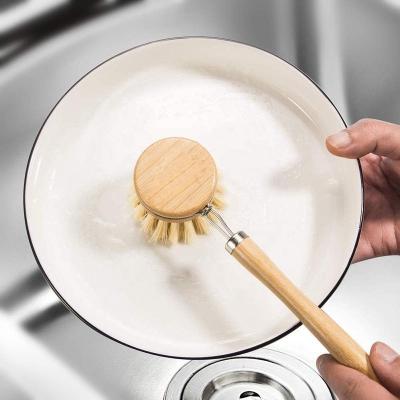 China Eco-Friendly Sisal Dish Brush Long Beech Wood Handle Washing Brush Kitchen Cleaning Brush Dish Brush for sale