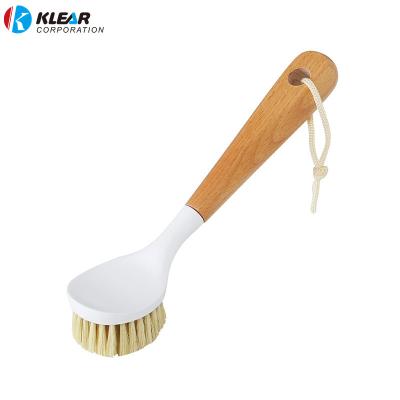 China Sustainable Bamboo Kitchen Cleaning Brush Handle Dish Scrub Brush For Pans Pots for sale