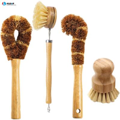 China Sustainable Kitchen Cleaning Dish Scrub Wooden Brush Sisal Bottle Brush Coconut Pot Cleaning Brush for sale