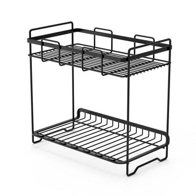 China Sustainable 2-Tier Storage Shelves For Bathroom Standing Shelf Double-Decker Type Kitchen Spice Organizer for sale