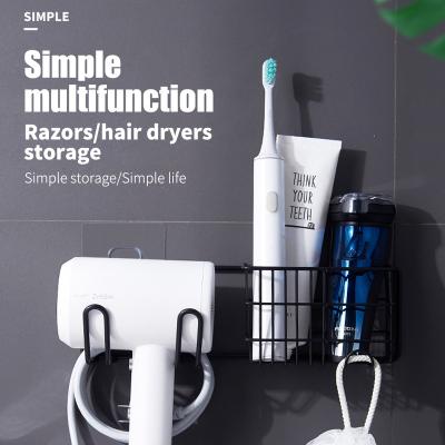 China Viable High Cost Performance Multifunctional Wall Mounted Hair Dryer Rack Bathroom Set Organizer for sale