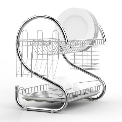 China Amazon Sustainable Hot Selling Buffet Organizer Metal Dish Drainer S Shape Dish Rack for sale