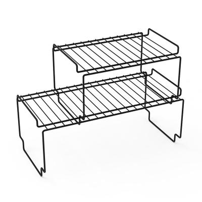 China Factory direct sale black powder coating metal wire double tier kitchen storage rack and bowl for sale