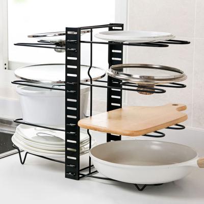 China Viable Curved Detachable Design Multi-Layers Kitchen Pot and Pan Lid Rack Organizer Holder for sale