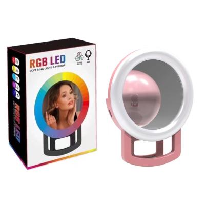 China 2021 PORTABLE PORTABLE Rechargeable LED Selfie Ring Light For Mobile Phone With Battery Inside for sale