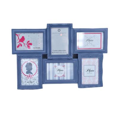 China European ABS plastic picture frame the combination 6 with hanging, 4*6 inch picture standing square gift for sale