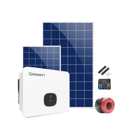 China Home Growatt Solar Panel Power System 10KW 20KW 30KW 100KW LifePo4  On Grid Solar Energy System for Home power grid for sale