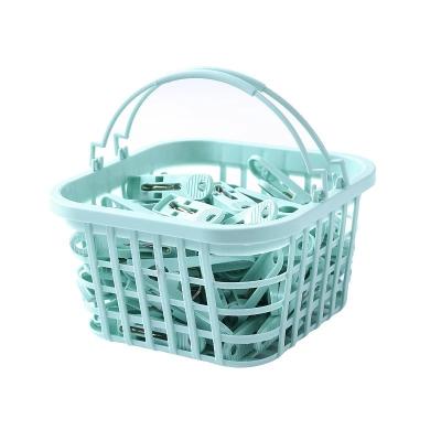 China Bathroom 30pcs Laundry Plastic Clothes Pegs Clothes Pins Clothespin Storage Organizer Quilt Towel Clips Spring With Basket Cabides Hanger for sale