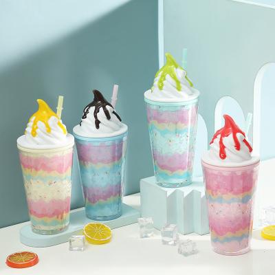 China Sustainable Custom Logo China Supplier Ice Cream Cup Cute Candy Cup Double Walled Ice Cup for sale