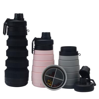 China Sustainable Food Grade BPA Free Retractable Portable Storage Foldable Water Bottle Collapsible Silicone Water Bottle for sale