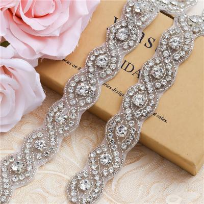 China High Quality Iron On Applique Crystal Beads Rhinestone Chain Trim Fashion For Sandals Wedding Belt for sale