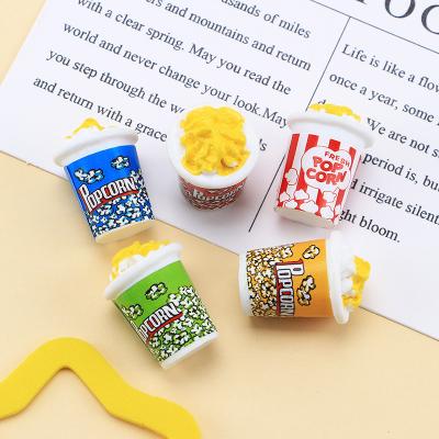 China Europe hot sale miniature 5 colors simulation 3d popcorn resin charm cabochon for key chain accessories for sale