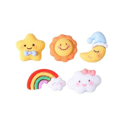 China Europe hot sale effect sun moon star rainbow cloud shape flatback resin knitting charms for mobile case key chain decoration for sale