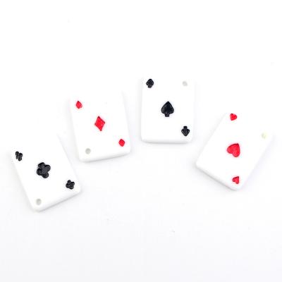 China Europe One Hole Color Rectangle Playing Cards Design Flatback Resin Cabochons For Craft for sale