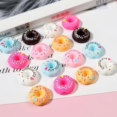 China Europe hot sale simulate chocolate round donuts design flatback resin cabochon for keychain for sale