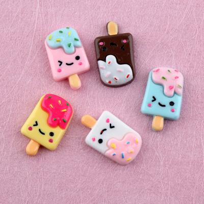 China New Cute Colorful Europe Ice Cream Shape Flat Back Resin Cabochons For Phone Case for sale