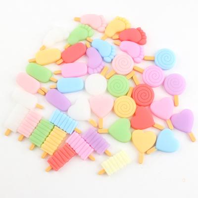 China Europe hot sale mix summer ice cream style colored design resin flatback cabochon for hair ornament for sale