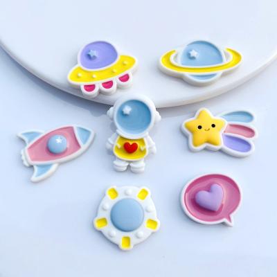 China Europe New Design Cute Theme Shooting Star Spaceship Astronaut Design Flatback Resin Aerospace Charms for sale