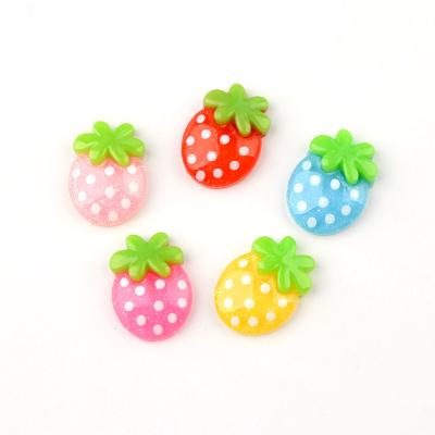 China Europe price cheap flatback cabochon simulated resin strawberry for hair ornament or diy accessories for sale